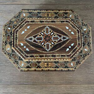 Marquetry Inlaid Wood Box from Jordan